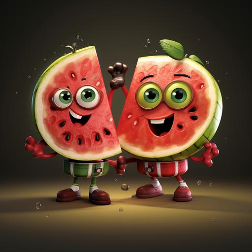 watermelon slices cartoon characters