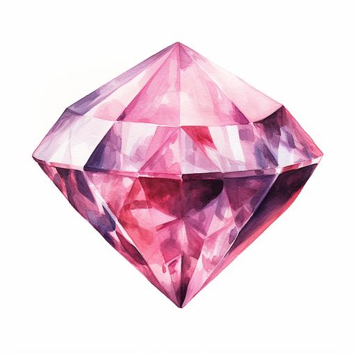 waterolor pink diamond on white background