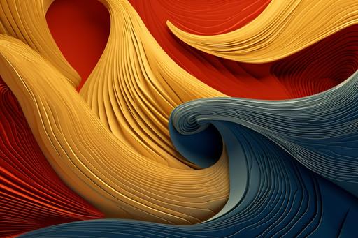 wave red and gold wallpaper i love ocean, in the style of striking digital surrealism, graceful lines, evgeni gordiets, paper sculptures, sense of quiet contemplation, detailed nature depictions, intricate imagery --ar 187:125