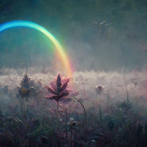 weed , rainbow ,  grey fog , 4k , octane tender