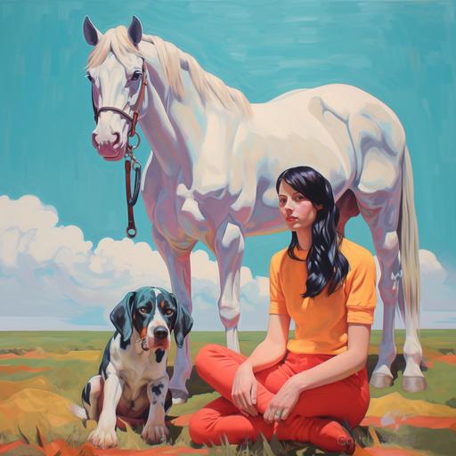 well worked gouache painting oe me and my weird dog AKA horse never talking to you ever again