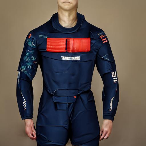 wetsuit for an elite team of lifeguards, navy blue camo, pockets, dive weight belt, lifeguard buoy, military style