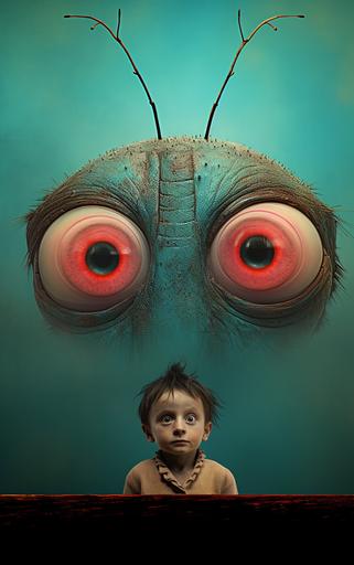 what type of bug is Zephyr's face? its eyes so big it makes me cry, in the style of caras ionut, dark bronze and light blue, uhd image, 8k 3d, surrealist expressionism, rudolf ernst, photo taken with nikon d750 --ar 5:8