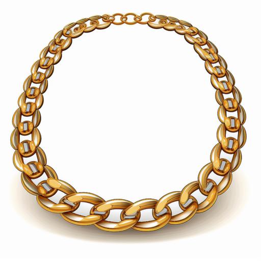 white background Gold Chain Link Necklace Jewelry Clipart animation cartoon desgin