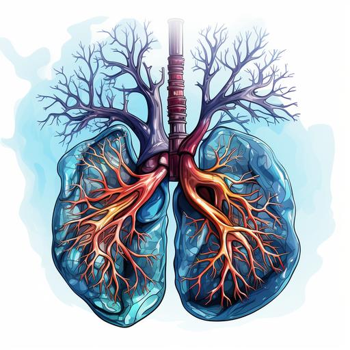 white background, character cartoon style, Human lung --s 750