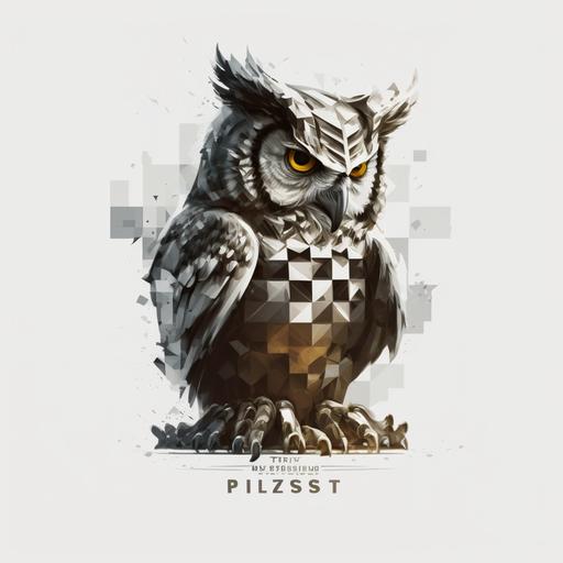 white background, transformers data chess owl, minimal logo, insight