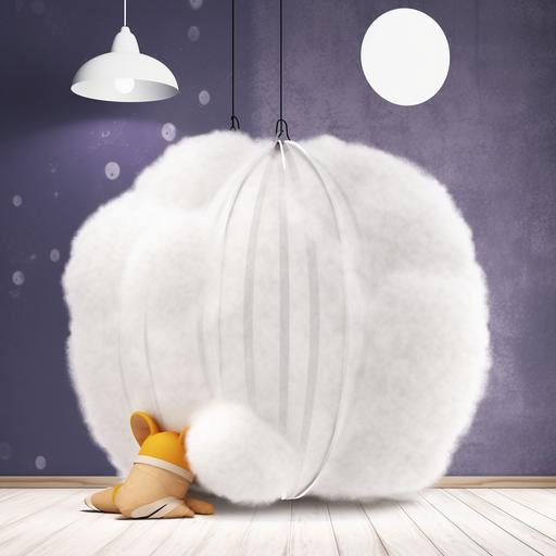 white fluffy gym made by cotton. fluffy wall real cotton texture boxing sand bag all as clushion realistic finishing by cotton texture all lamp and decoration acording to  --v 5.0