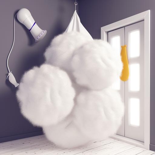 white fluffy gym made by cotton. fluffy wall real cotton texture boxing sand bag all as clushion realistic finishing by cotton texture all lamp and decoration acording to  --v 5.0