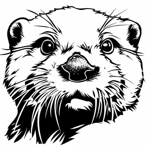 white line clip art of an otters face