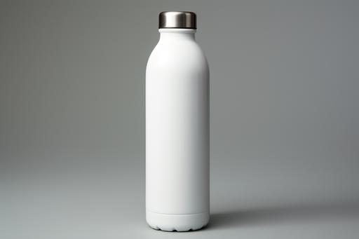 white plastic water bottle mockup, in the style of ron mueck, chrome-plated, lee broom, still life, kai fjell, ceramic, flickr --ar 128:85