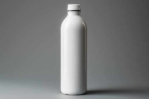 white plastic water bottle mockup, in the style of ron mueck, chrome-plated, lee broom, still life, kai fjell, ceramic, flickr --ar 128:85