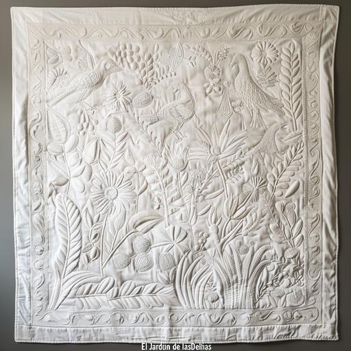 white quilt illustration sewn with white thread of the well-known , 