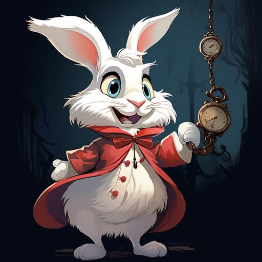 white rabbit Alice cartoon style --q 2 --s 250