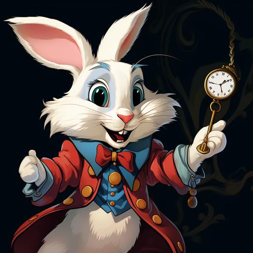 white rabbit Alice cartoon style --q 2 --s 250