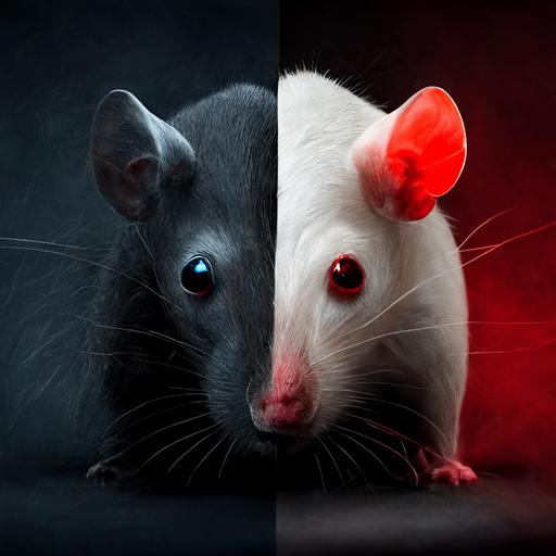 white rat with red eyes and black rat with black eyes