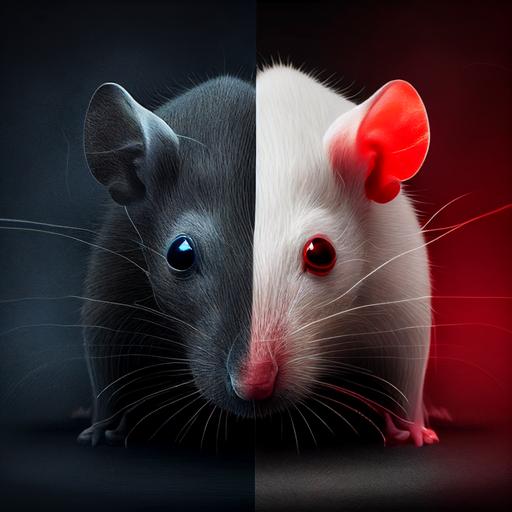 white rat with red eyes and black rat with black eyes