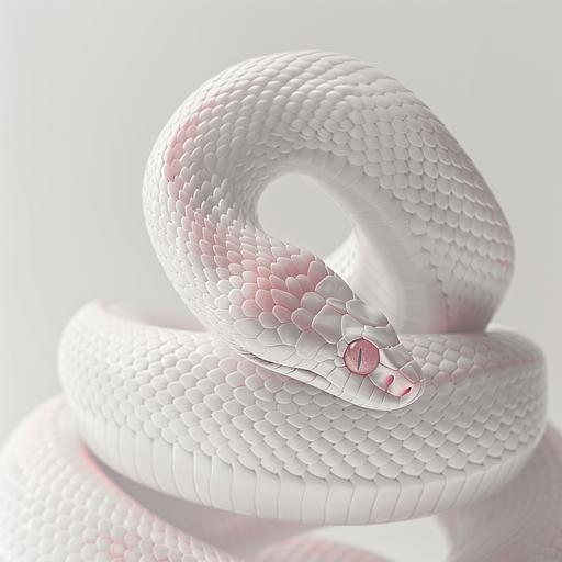 whole body of an angry albino snake in battle position in white background, majestic inspiration, ethereal, dreamcore --ar 1:1 --v 6.0