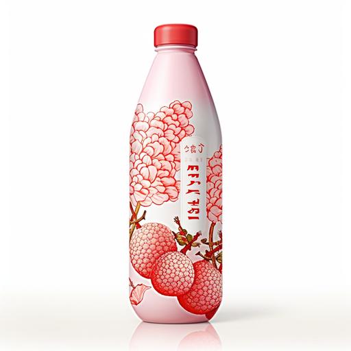 wide mouth plastic bottle for 1 Liter lychee Juice, asthetic shape bottle with slim neck, Premium & lavish lychee cartoon graphic sleeve Under brand 