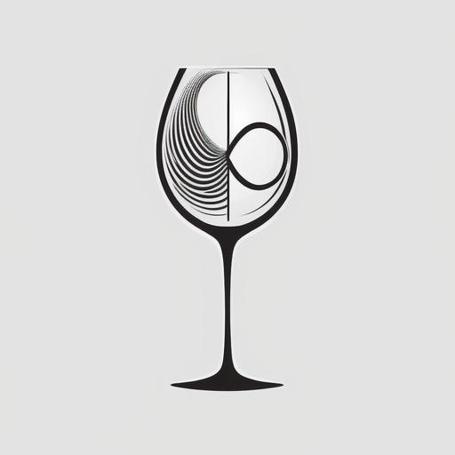 wine glass logo combined with the infinity symbol, with a very simple black and white line. white background, minimalist style. v2