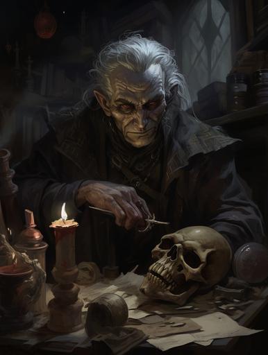 witcher harry potter art the occult wizards, in the style of d&d, goblin academia, crisp brushwork, villagecore, dusty piles, gray and bronze, mingei --ar 3:4