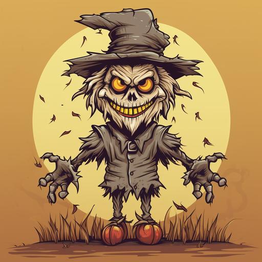 wizard of oz scarecrow character creepy and chilling cartoon style design
