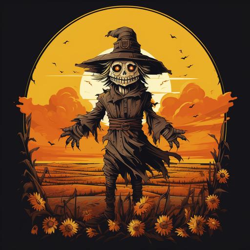 wizard of oz scarecrow character creepy and chilling cartoon style design