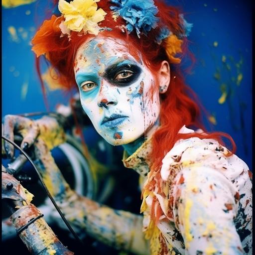 woman covered in colourful paint wollensak ektar white bike on blue plate whitcomb-girls whimsical cartoons wetcore wet plate collodion wes benscoter wendy froud weirdcore webcam photography webcam photography wavy washington color school wallpaper Tucson