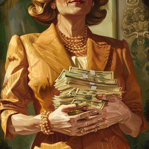 woman holding a pile of cash