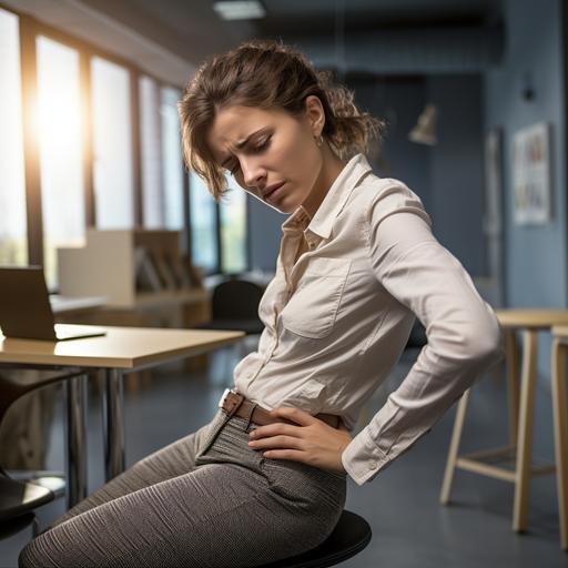 woman in doctor office with severe back pain