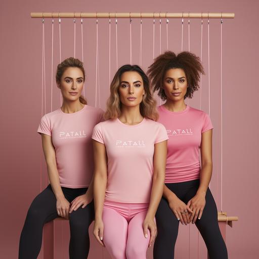 women doing pilates wearing pink tee 2k image