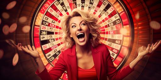 women winning bingo, bingo wheel, winning, gambling, realistic, --ar 2:1
