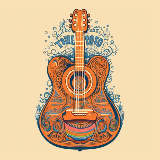 woodstock hippie guitar design for tshirt illustration