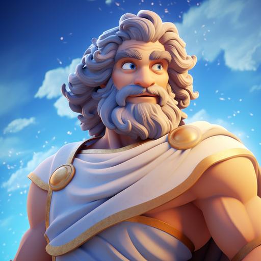 ZEUS, GREEK GOD, cartoon, pixar animation --v 5.2