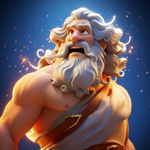 ZEUS, GREEK GOD, cartoon, pixar animation --v 5.2