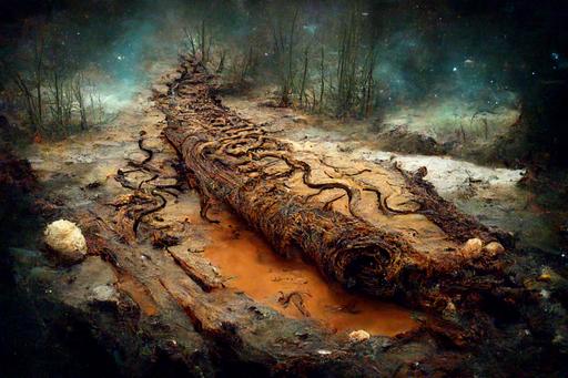 worm tracks in a decaying log , hyperdetailed with illusion of alien writing, earthy colors, woody feels --no DOF --ar 3:2 --q 3 --video