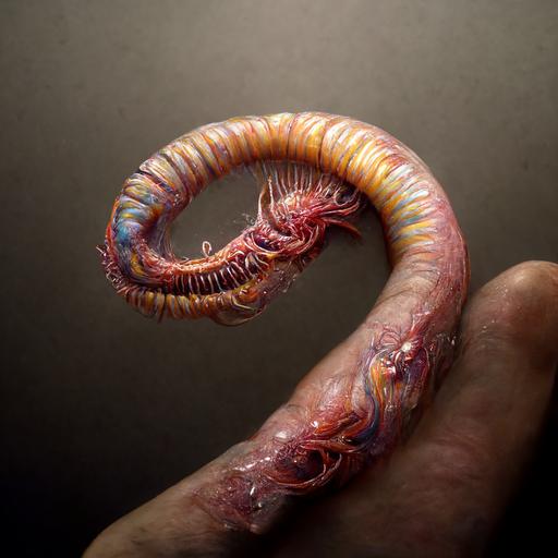 worm under the skin, holo, realistic