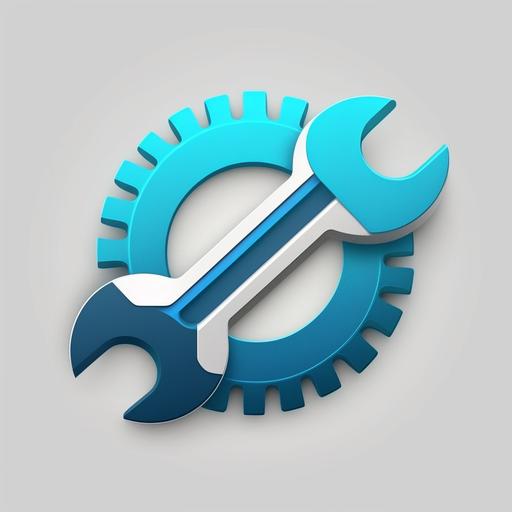 wrench and screwdriver logo, blue clean.