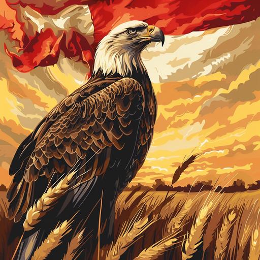 polish farmer land; field of grain; eagle ; polish flag
