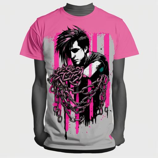 y2k, t-shirt, design, pink, punk, chain, pallet