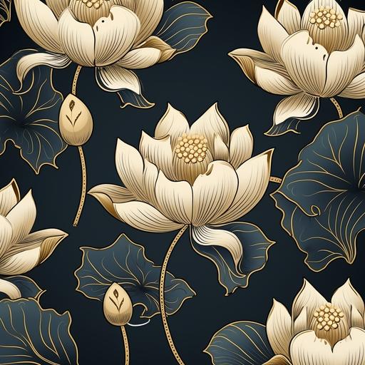 flat wallpaper, indian art, lotus small pattern, seamless paper background, luxury, elegant, highly detailed