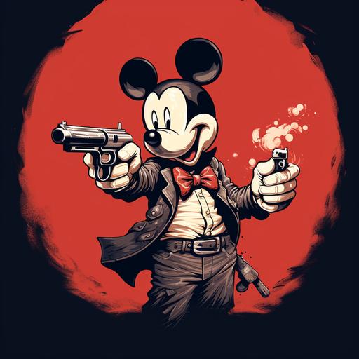 mickey mouse style cartoon hand holding a revolver