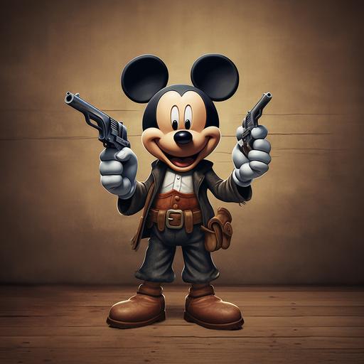 mickey mouse style cartoon hand holding a revolver