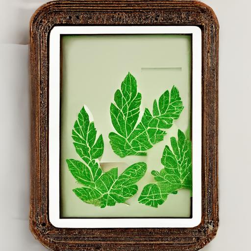 green leaves in vintage picture frame | die cut sticker