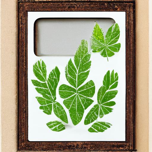 green leaves in vintage picture frame | die cut sticker